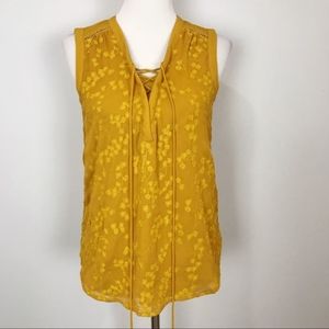 Maeve Golden Yellow Embroidered Lace Top Size 8